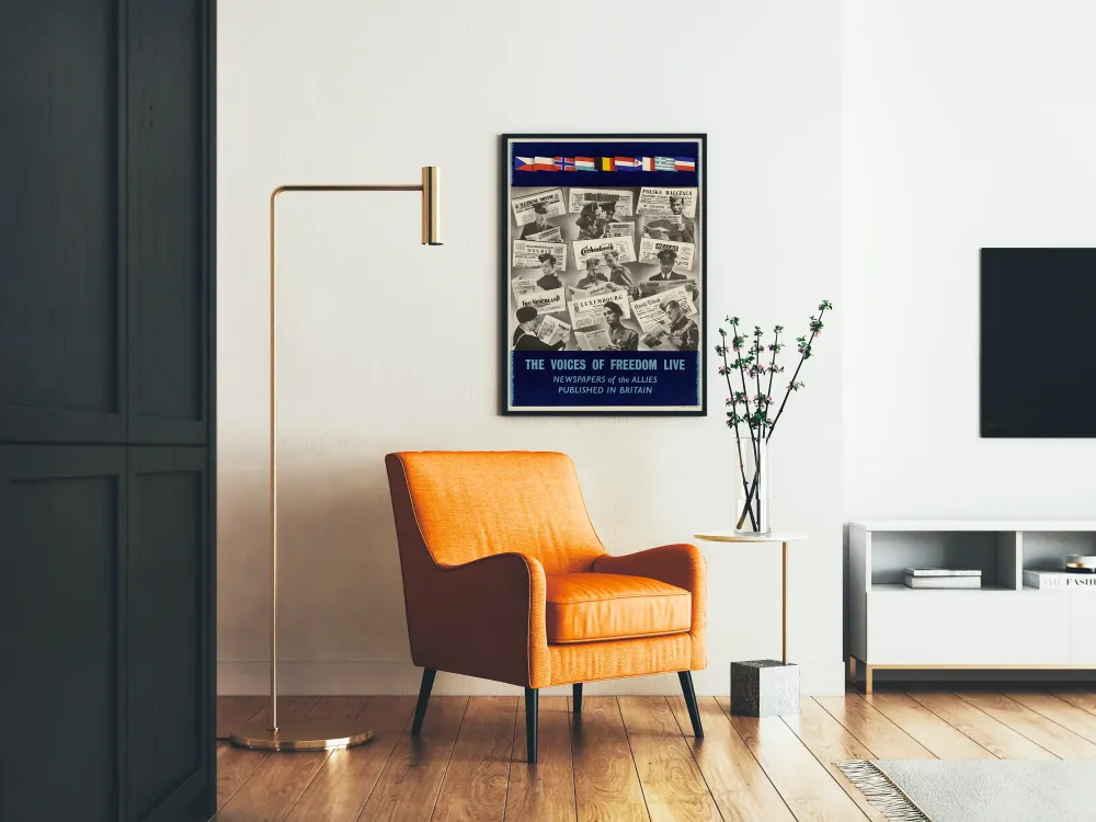 Plakat vintage Voices Freedom Live – Dzienniki sojuszników w Wielkiej Brytanii