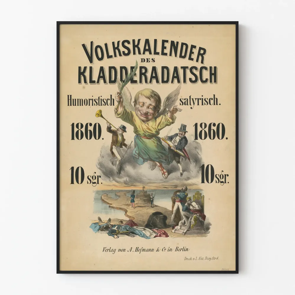 Plakat Vintage Volkskalender des Kladderadatsch 1860