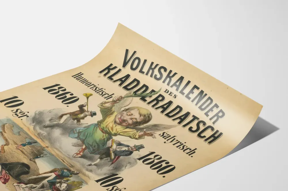 Plakat Vintage Volkskalender des Kladderadatsch 1860