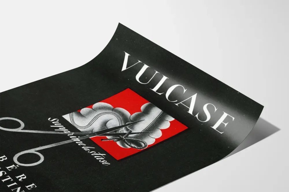 Plakat vintage Vulcase do uwolnienia jelit