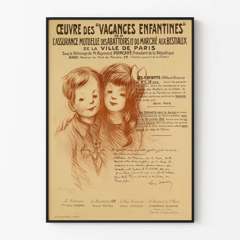 Plakat vintage Wakacje dziecięce - Ubezpieczenie Wspólne Abattoirs Paris