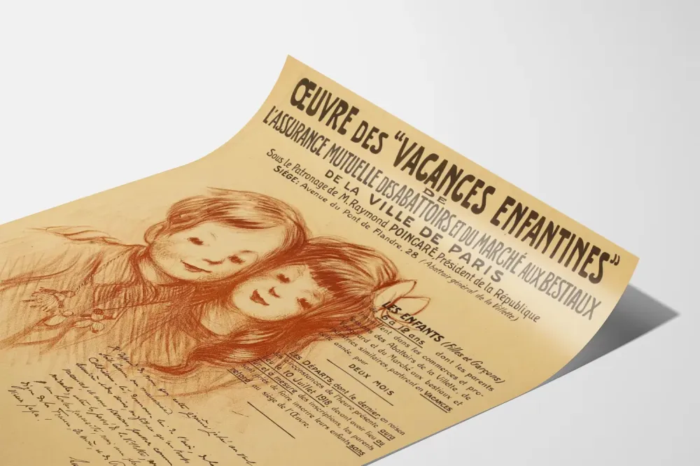Plakat vintage Wakacje dziecięce - Ubezpieczenie Wspólne Abattoirs Paris