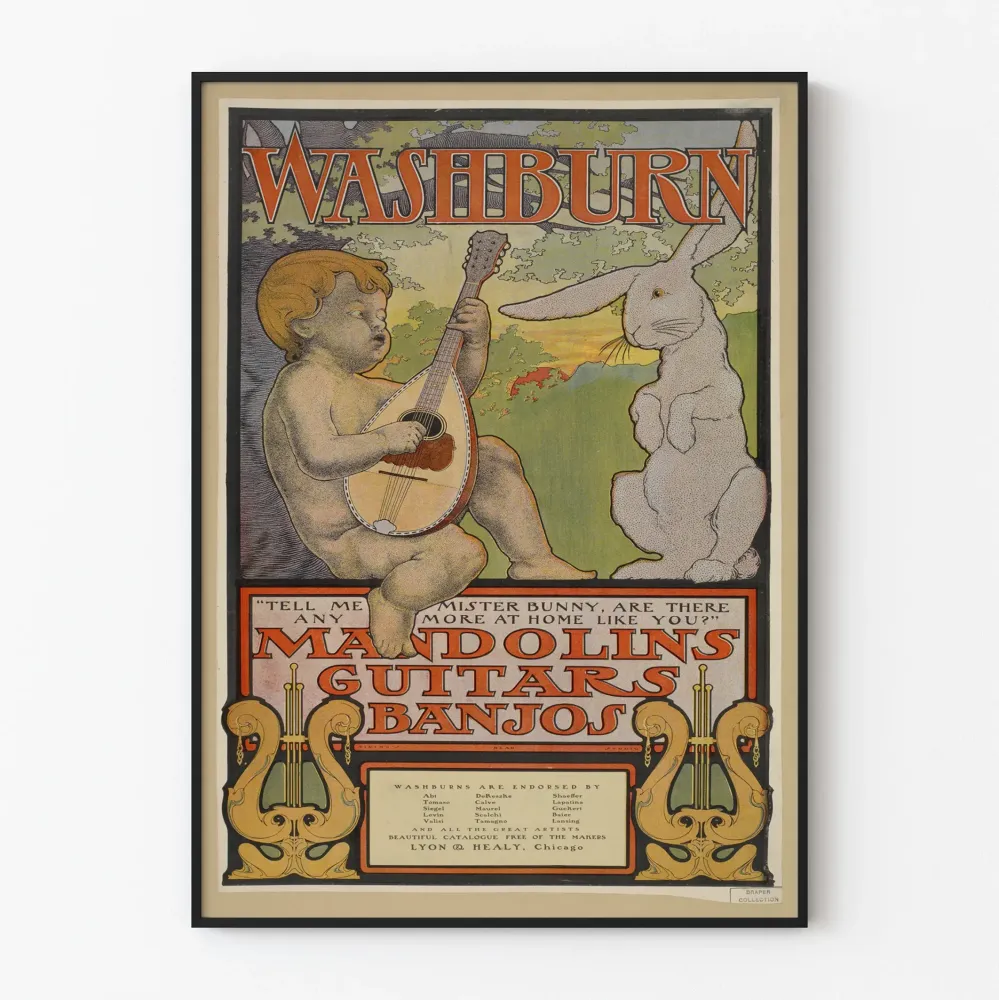 Plakat Vintage Washburn Instruments – Mandoliny, Gitary, Banjo