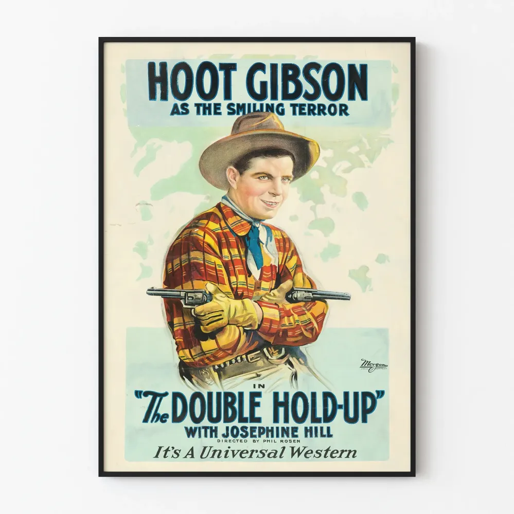 Plakat vintage western Double Hold-Up z Hoot Gibson