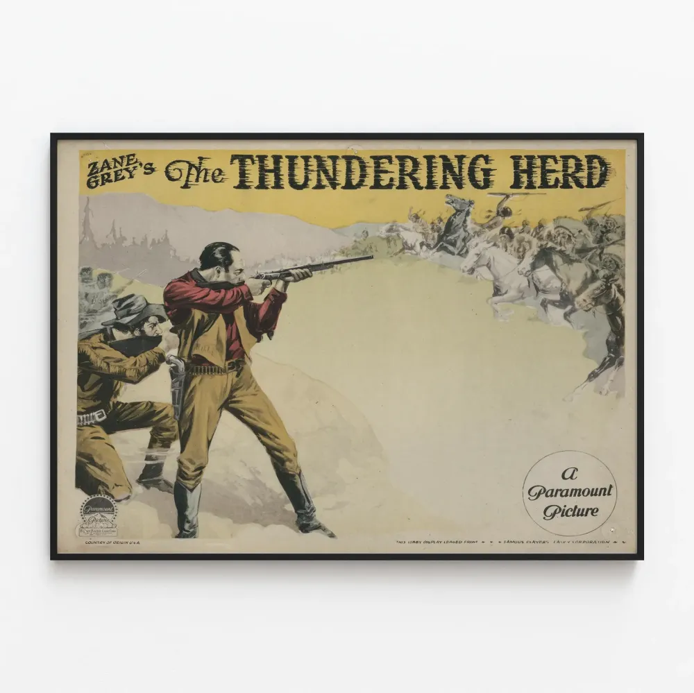 Plakat vintage western Thundering Herd - Zane Grey