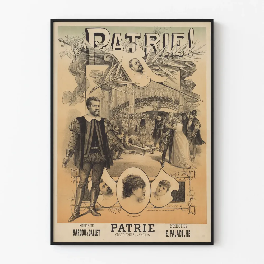Plakat vintage Wielka Opera Ojczyzna Sardou, Gallet i Paladilhe