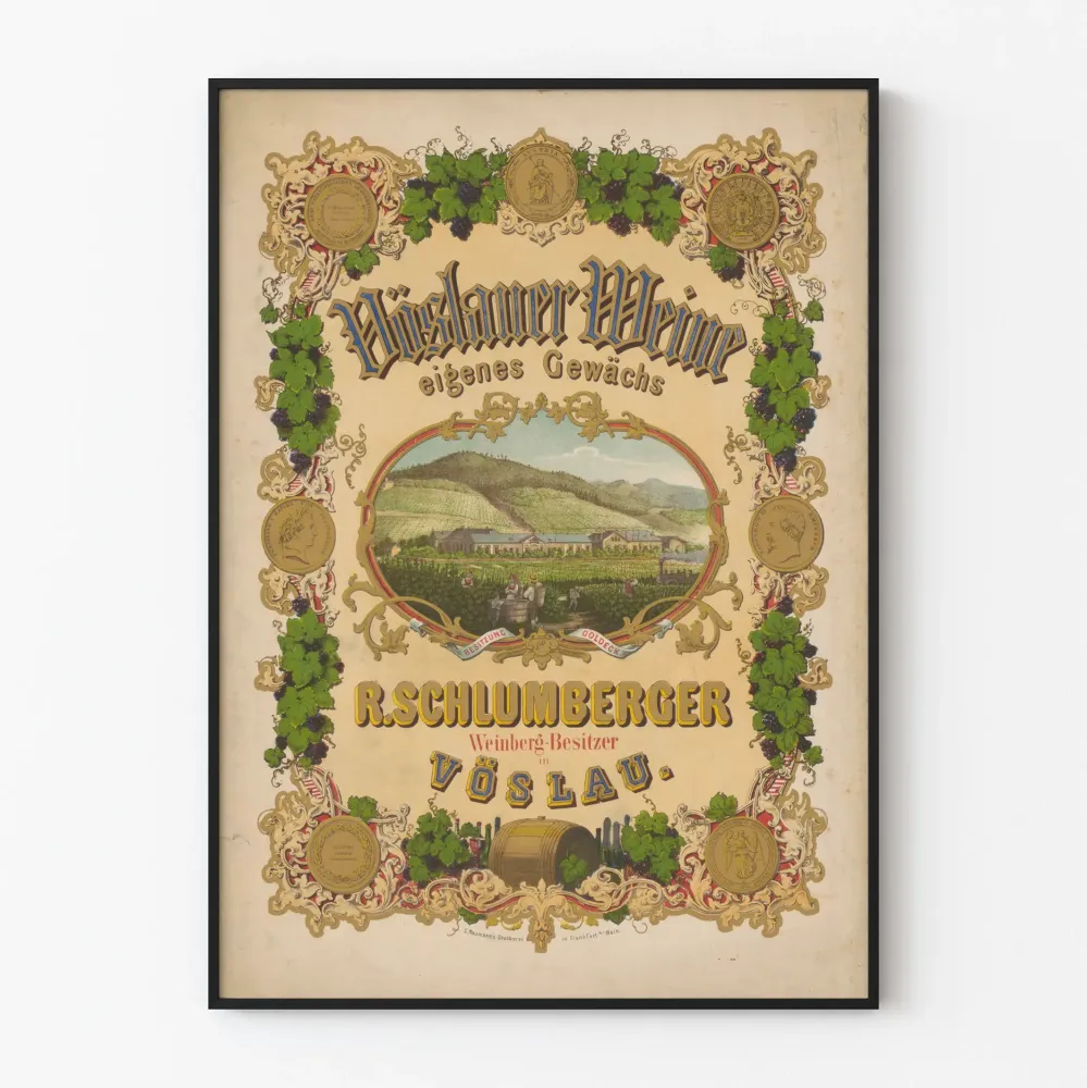 Plakat vintage winnica R. Schlumberger w Vöslau