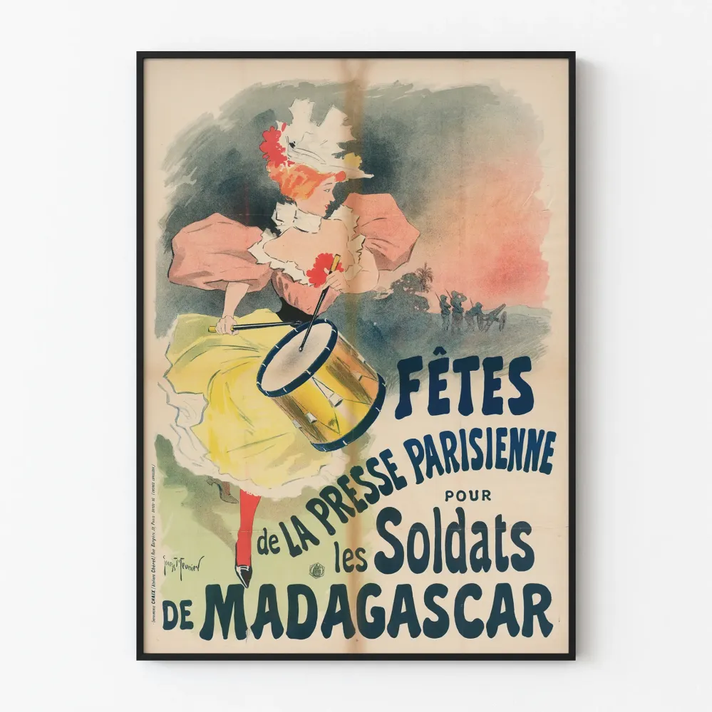 Plakat Vintage Święta Prasy Paryskiej dla Żołnierzy Madagaskaru