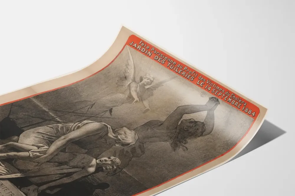 Plakat vintage Święto Paryskie na rzecz ofiar cholery 1884