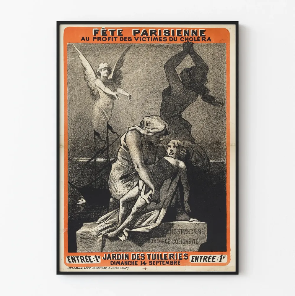 Plakat vintage Święto Paryskie na rzecz ofiar cholery