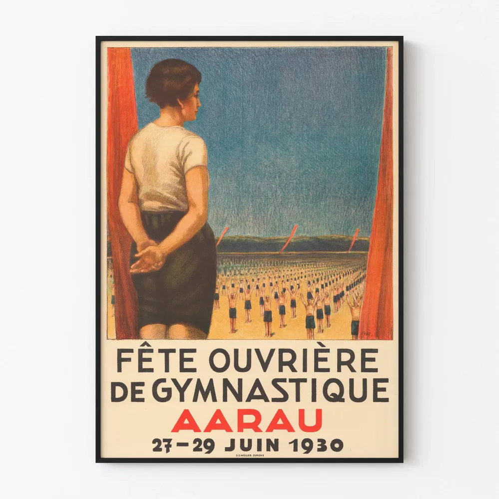Plakat vintage Święto robotnicze gimnastyki Aarau 1930