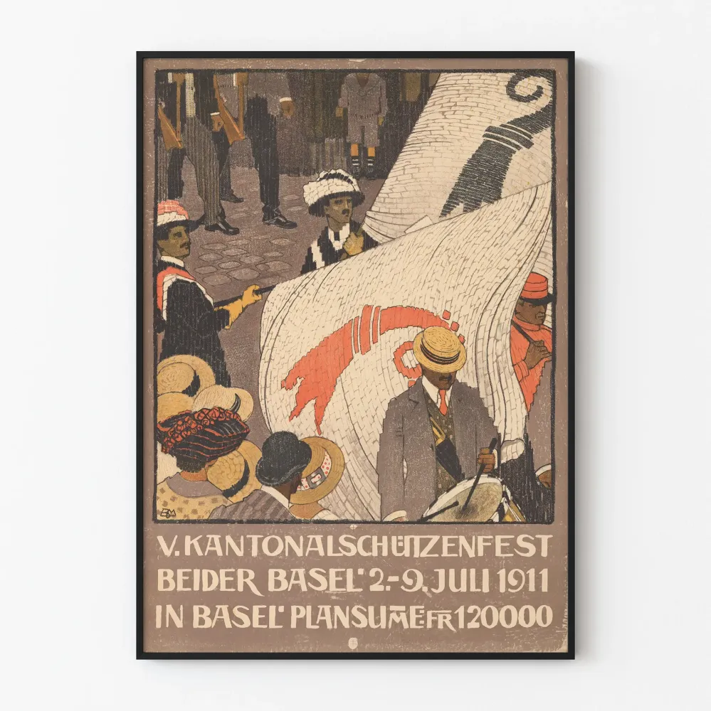 Plakat vintage Święto strzelania kantonalnego Bazylea 1911