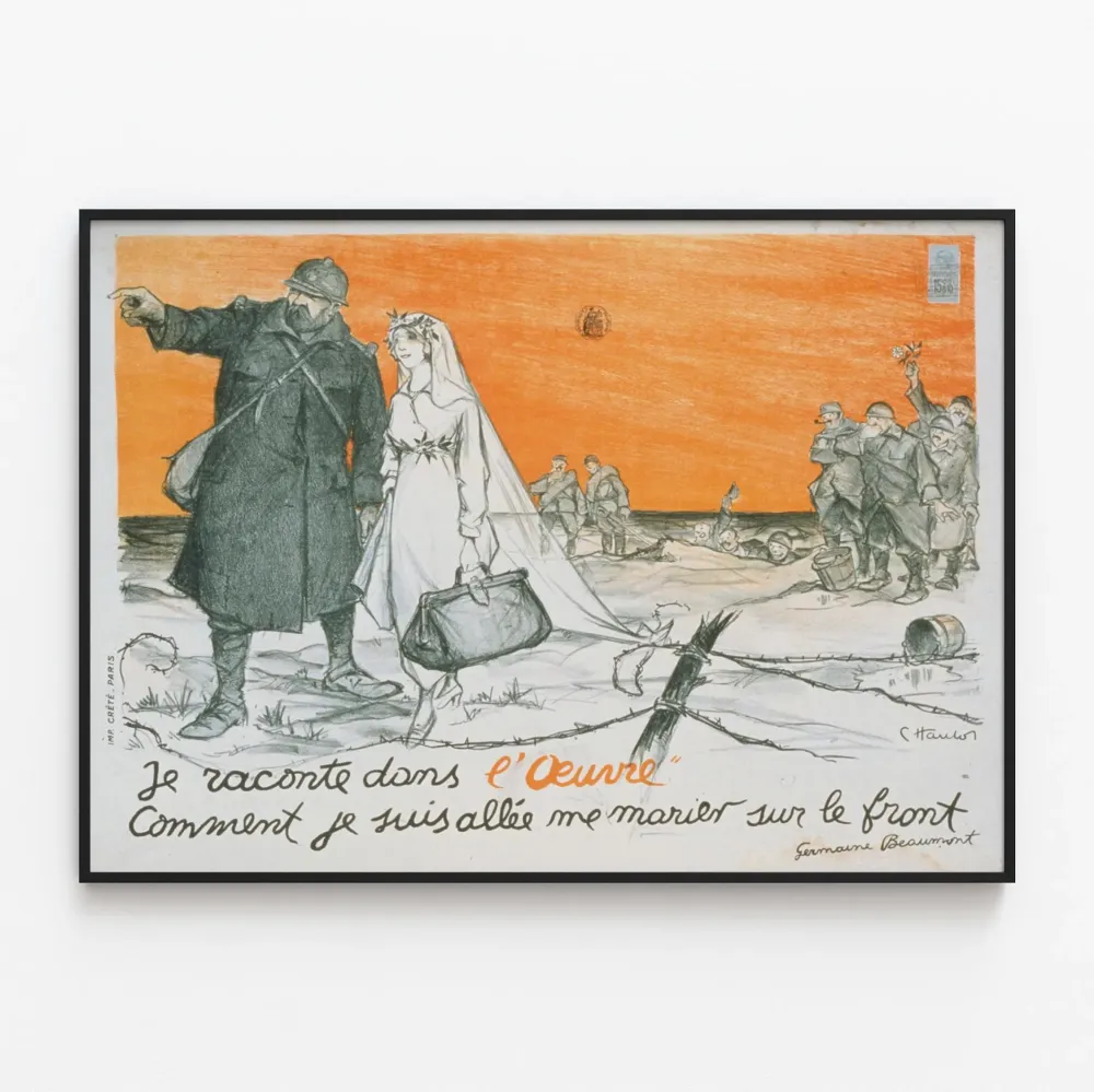 Plakat vintage wojenny - Ślub na froncie