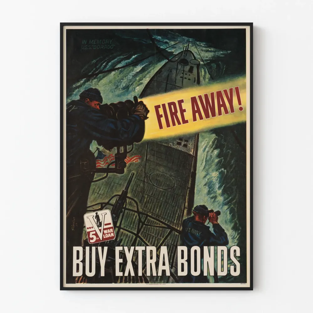Plakat vintage Wojna 5. emisja pożyczki wojennej - Fire Away
