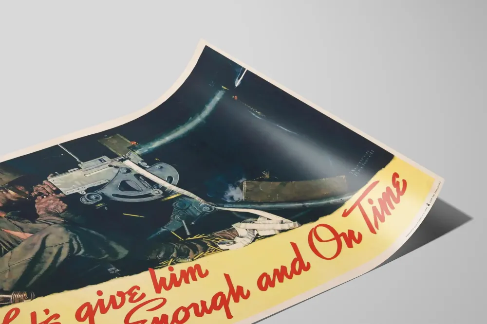 Plakat vintage wojskowy „Dajmy mu wystarczająco i na czas”