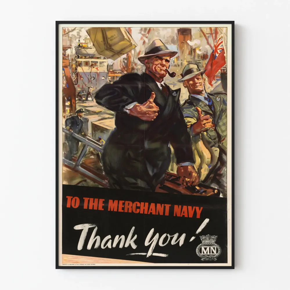 Plakat vintage wojskowy - hołd dla marynarki handlowej