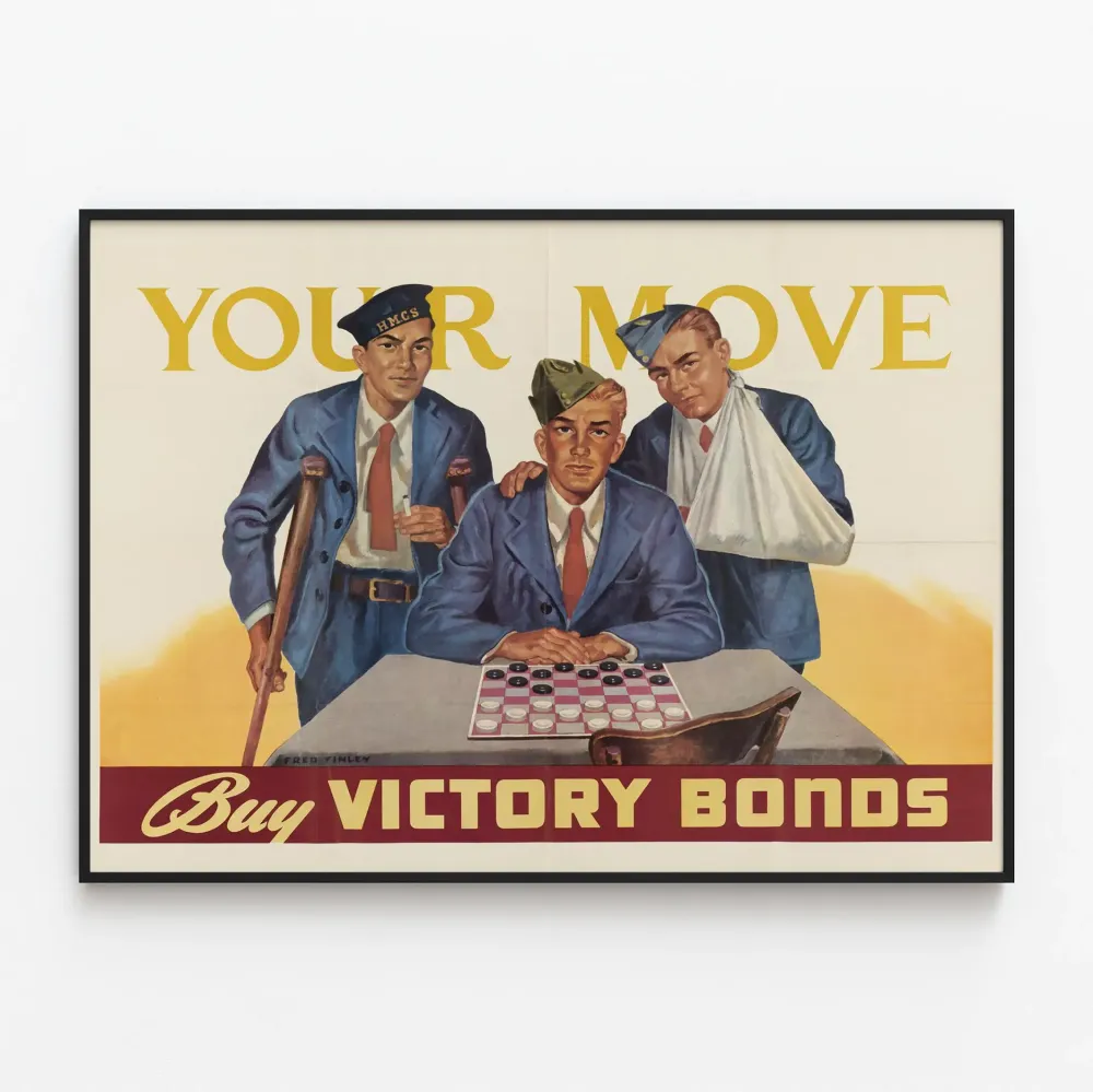 Plakat vintage wojskowy - Twój ruch, kupuj obligacje zwycięstwa