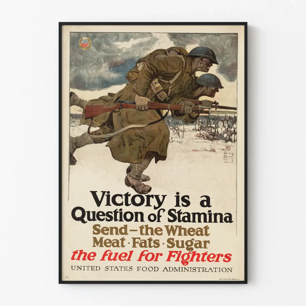 Plakat vintage wojskowy „Zwycięstwo to kwestia wytrzymałości”
