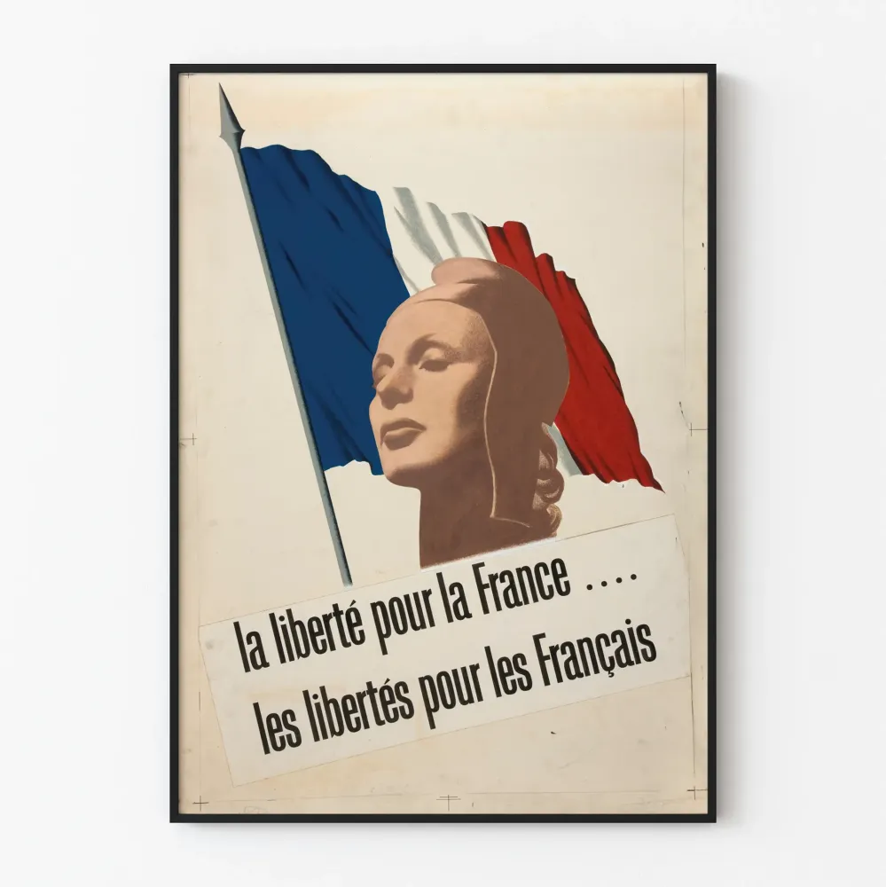 Plakat vintage wolność dla Francji i Francuzów