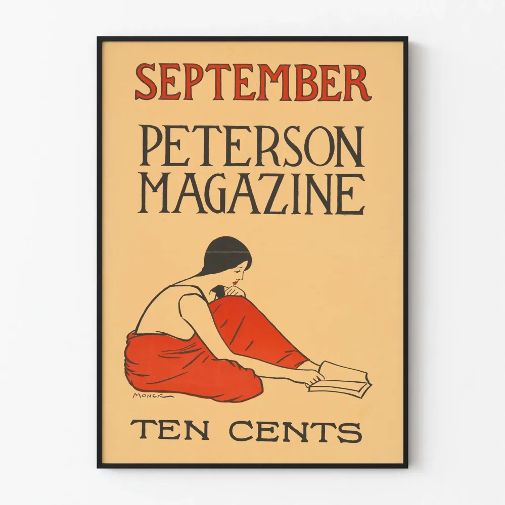 Plakat vintage wrzesień Peterson Magazine wykład spokojny