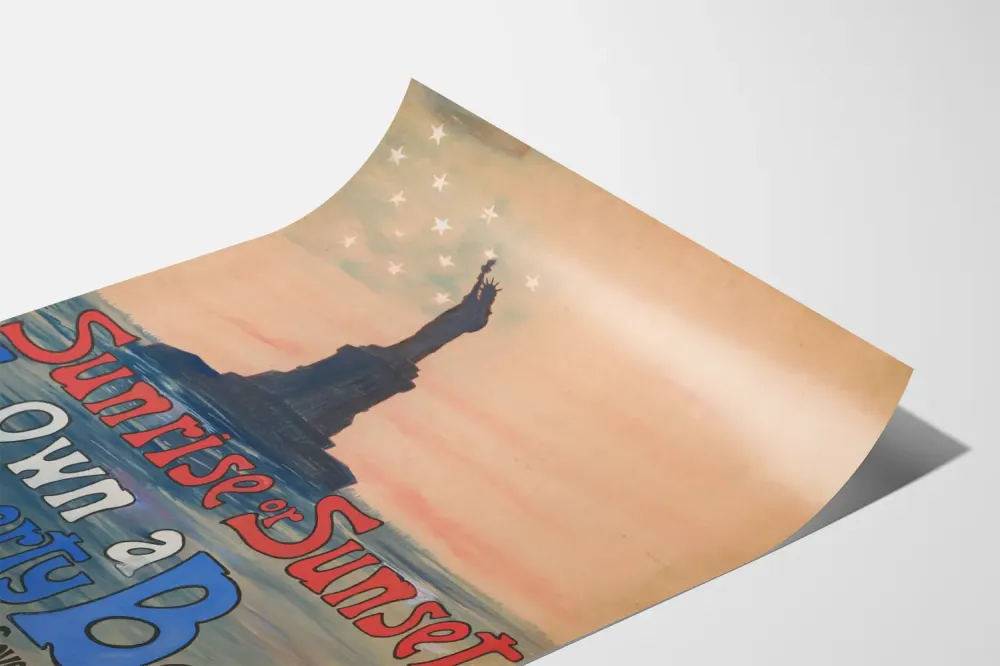 Plakat Vintage Wschód słońca lub zachód słońca - Posiadanie obligacji Liberty