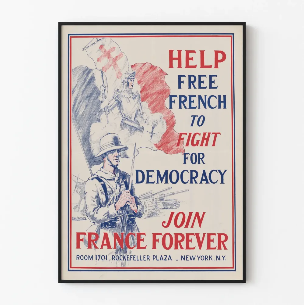Plakat vintage wspiera Francję na rzecz demokracji