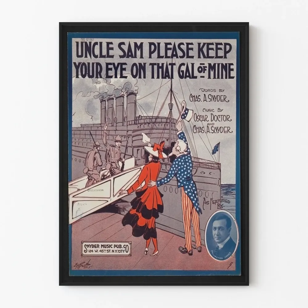 Plakat vintage wujek Sam i żołnierze wyruszający