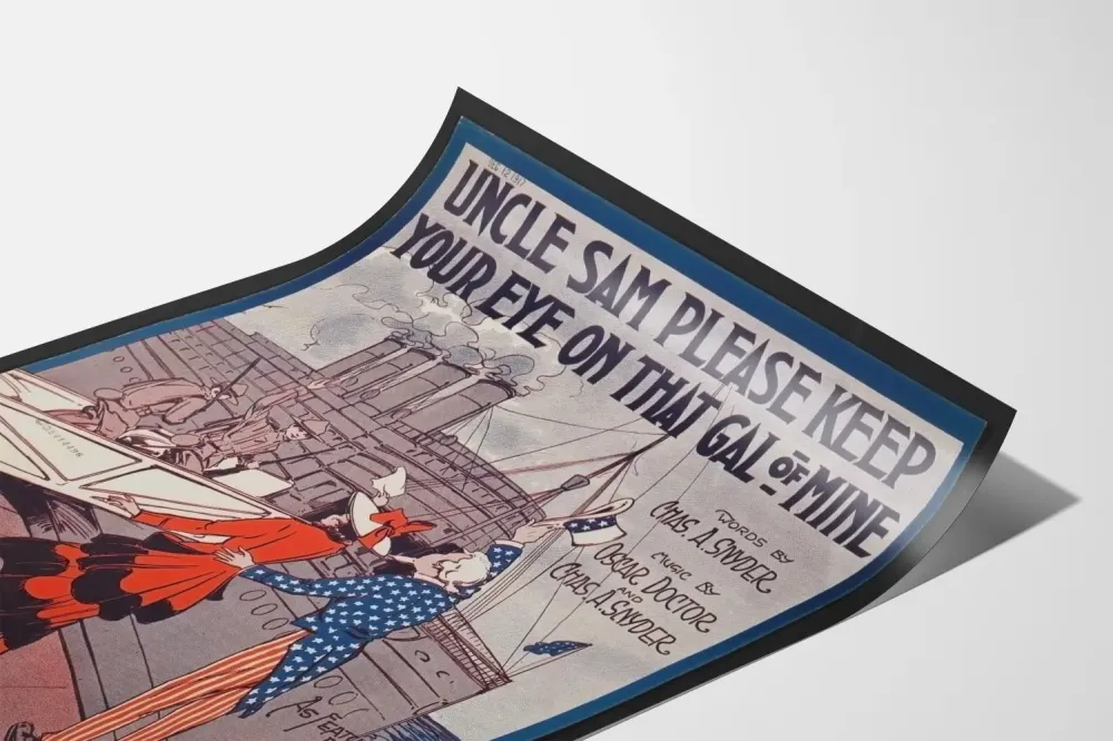 Plakat vintage wujek Sam i żołnierze wyruszający