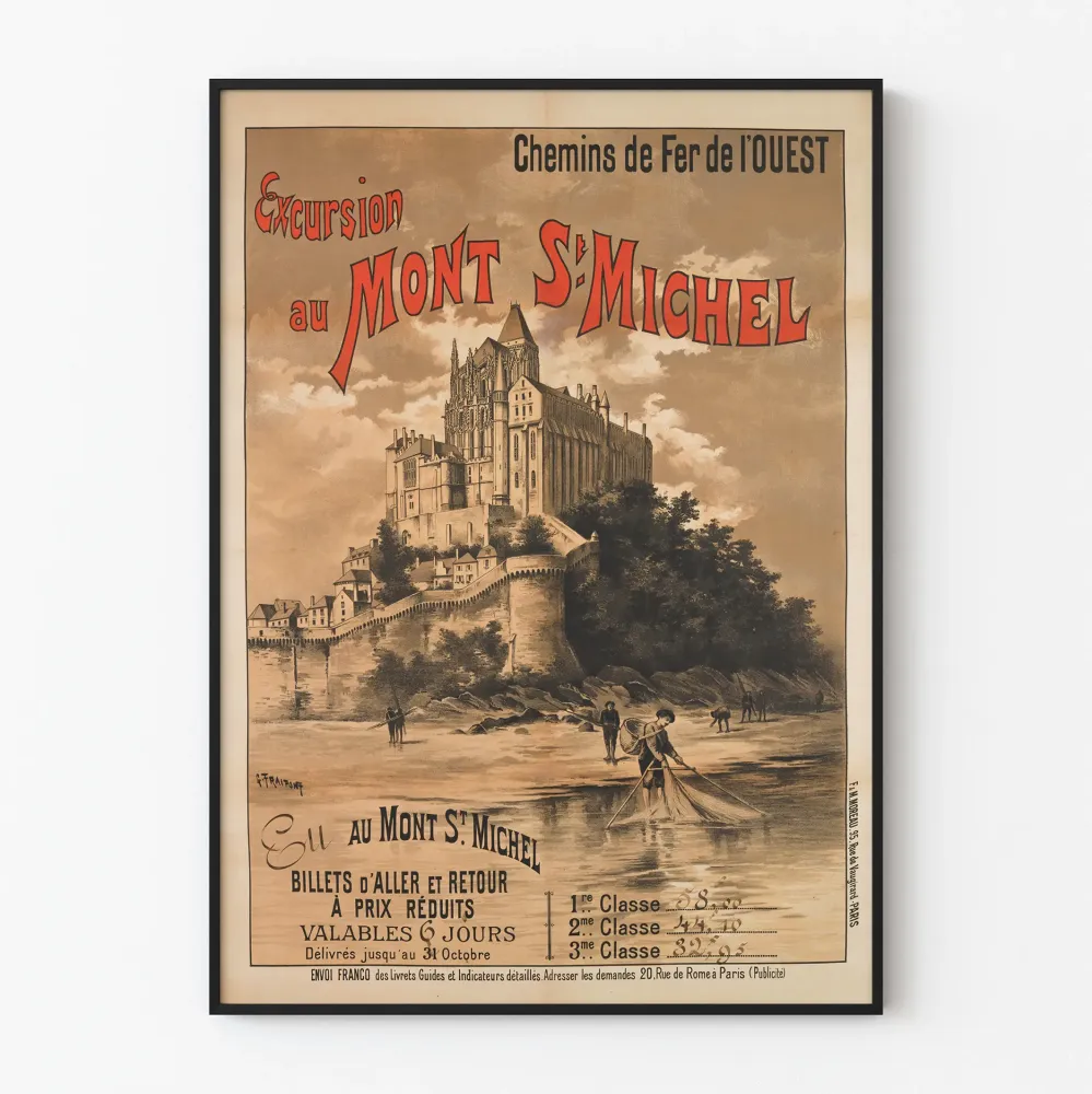 Plakat vintage wycieczka Mont Saint-Michel Koleje Zachodnie