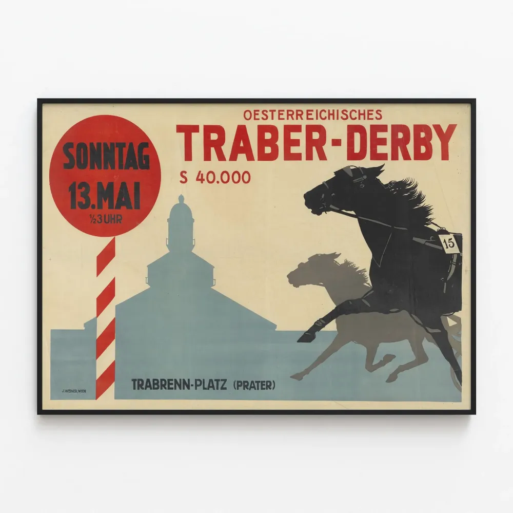 Plakat Vintage Wyścig Konny Traber Derby Austriacki