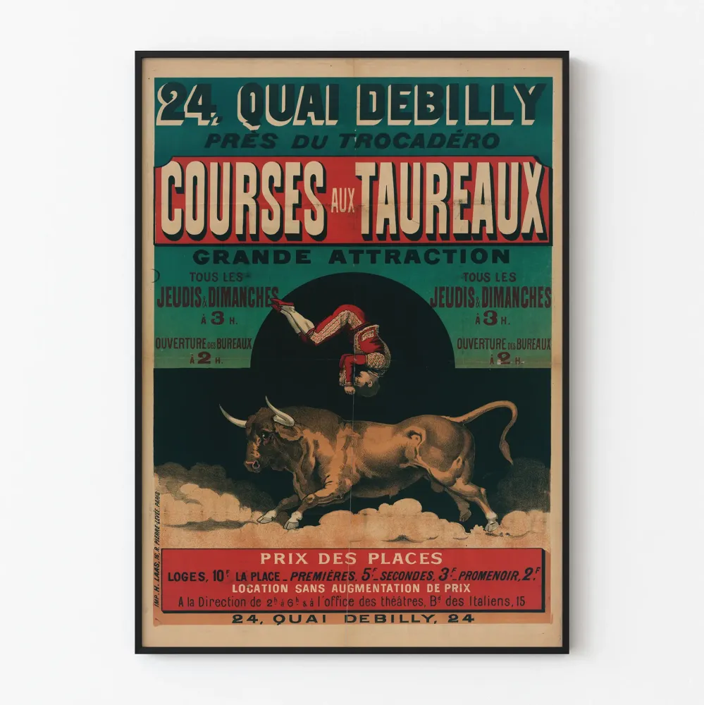 Plakat vintage Wyścigi byków na Quai Debilly