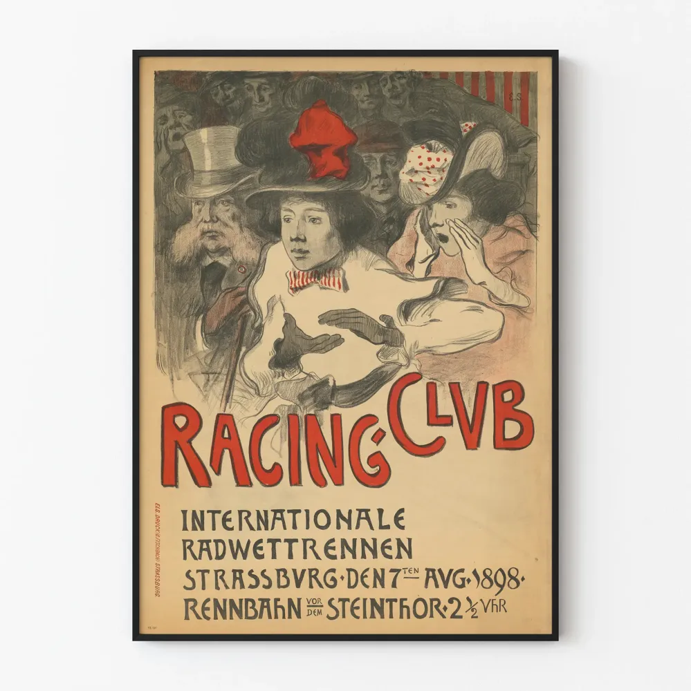 Plakat vintage Wyścigowego Klubu rowerowego Strasbourg 1898
