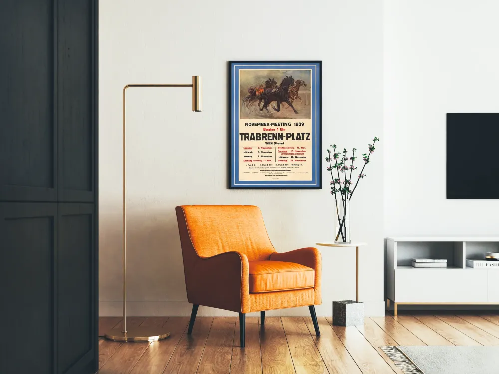 Plakat vintage wyścigu konnego Trabrenn-Platz 1929