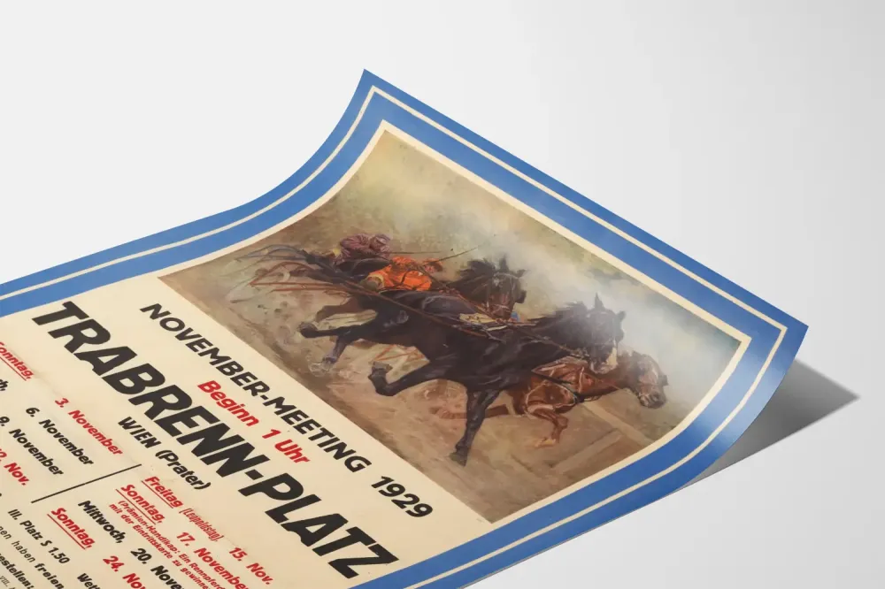 Plakat vintage wyścigu konnego Trabrenn-Platz 1929