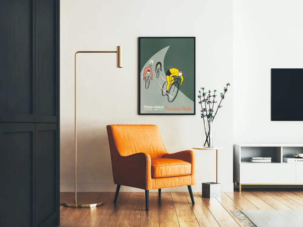 Plakat vintage wyścigu rowerowego Komitet Przyjaźni Ryukyuńsko-Amerykańskiej