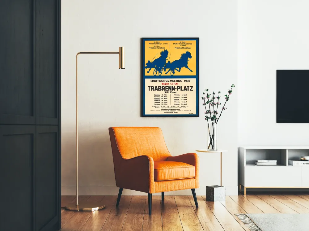Plakat vintage wyścigów konnych Trabrenn-Platz Wiedeń 1930