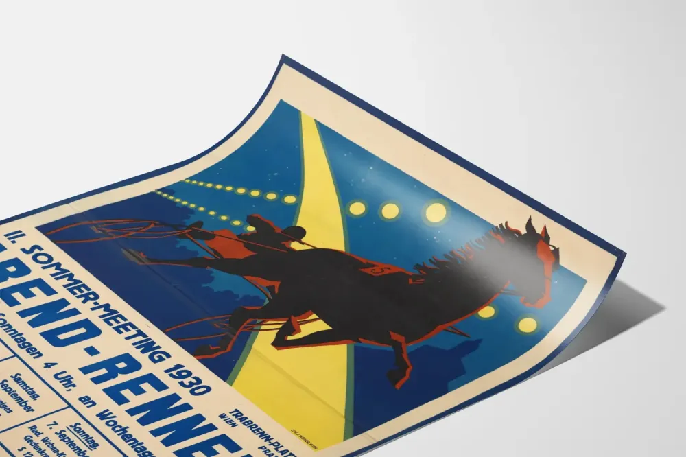 Plakat vintage wyścigów kłusaków Prater 1930