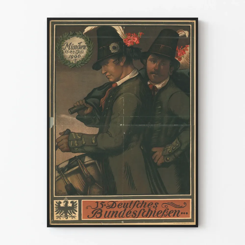 Plakat vintage wydarzenia 15. Deutsches Bundesschießen Monachium 1906