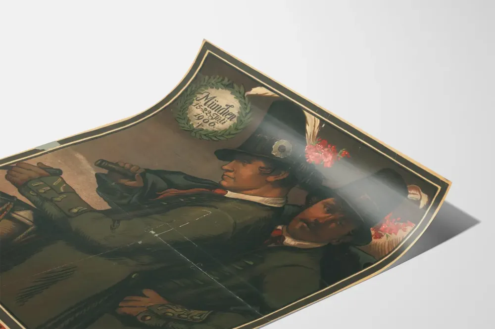 Plakat vintage wydarzenia 15. Deutsches Bundesschießen Monachium 1906