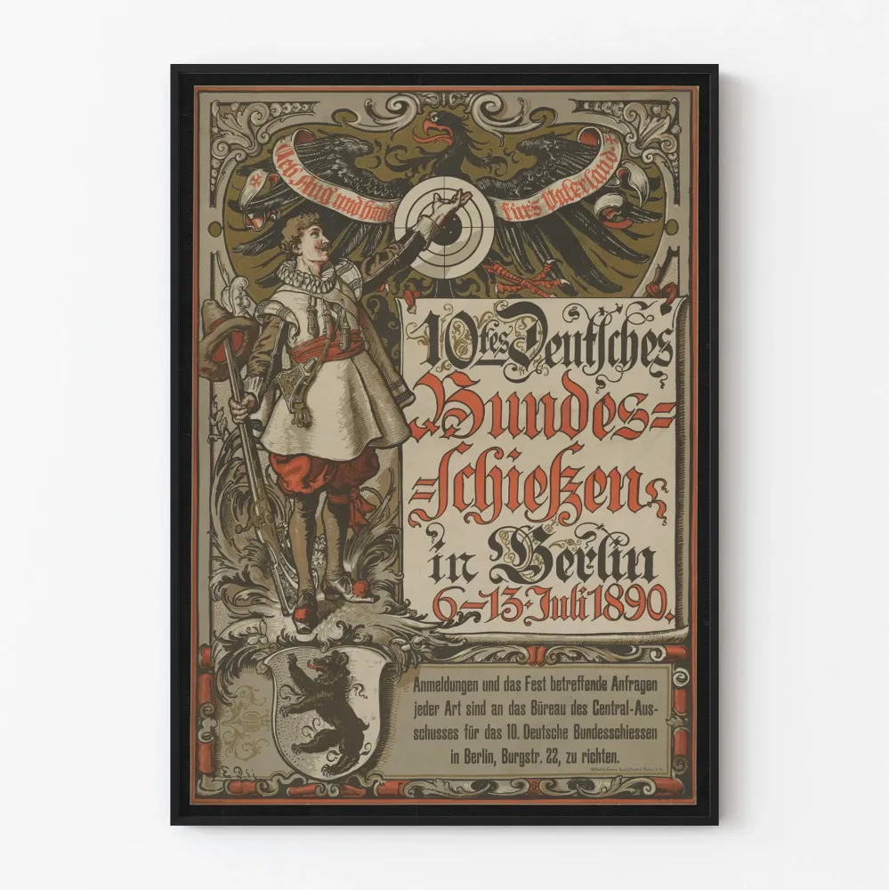 Plakat vintage wydarzenia strzeleckiego w Berlinie 1890