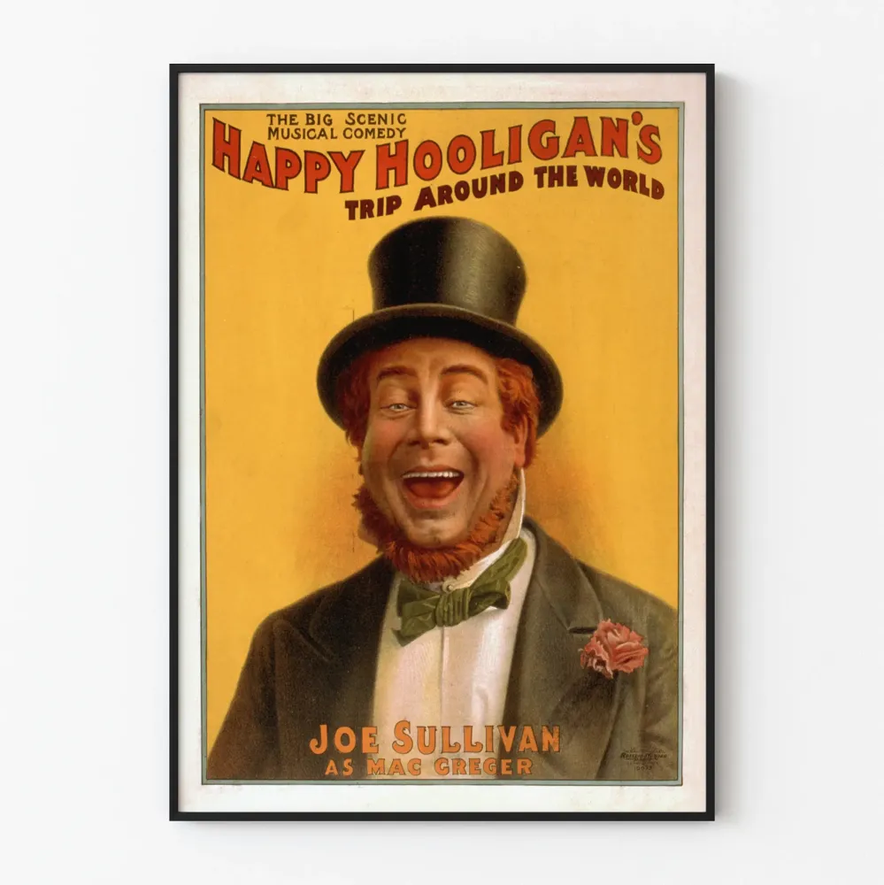 Plakat vintage Wyprawa Happy Hooligana dookoł świata