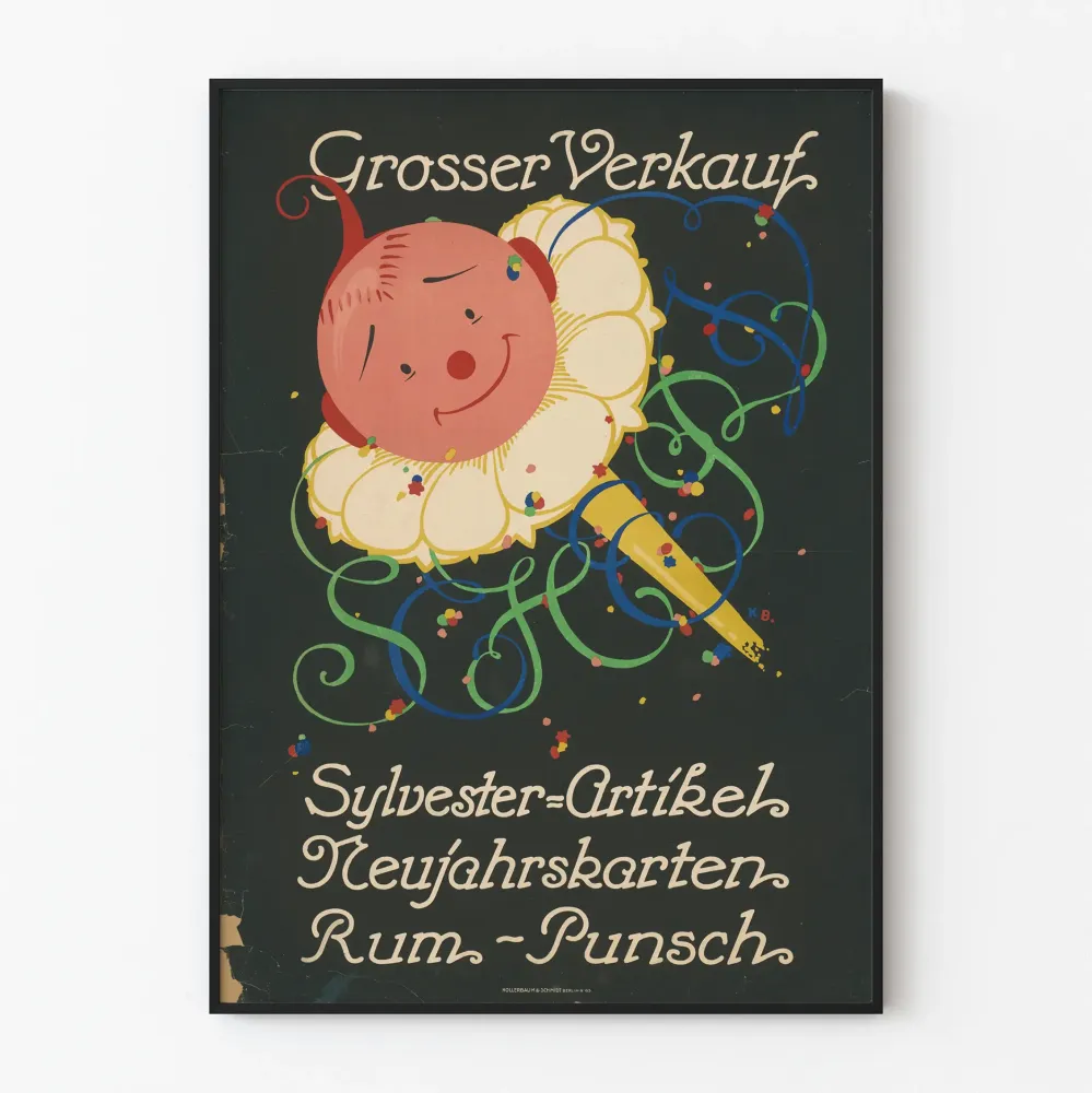 Plakat vintage na wyprzedaż artykułów na Nowy Rok i kart okolicznościowych