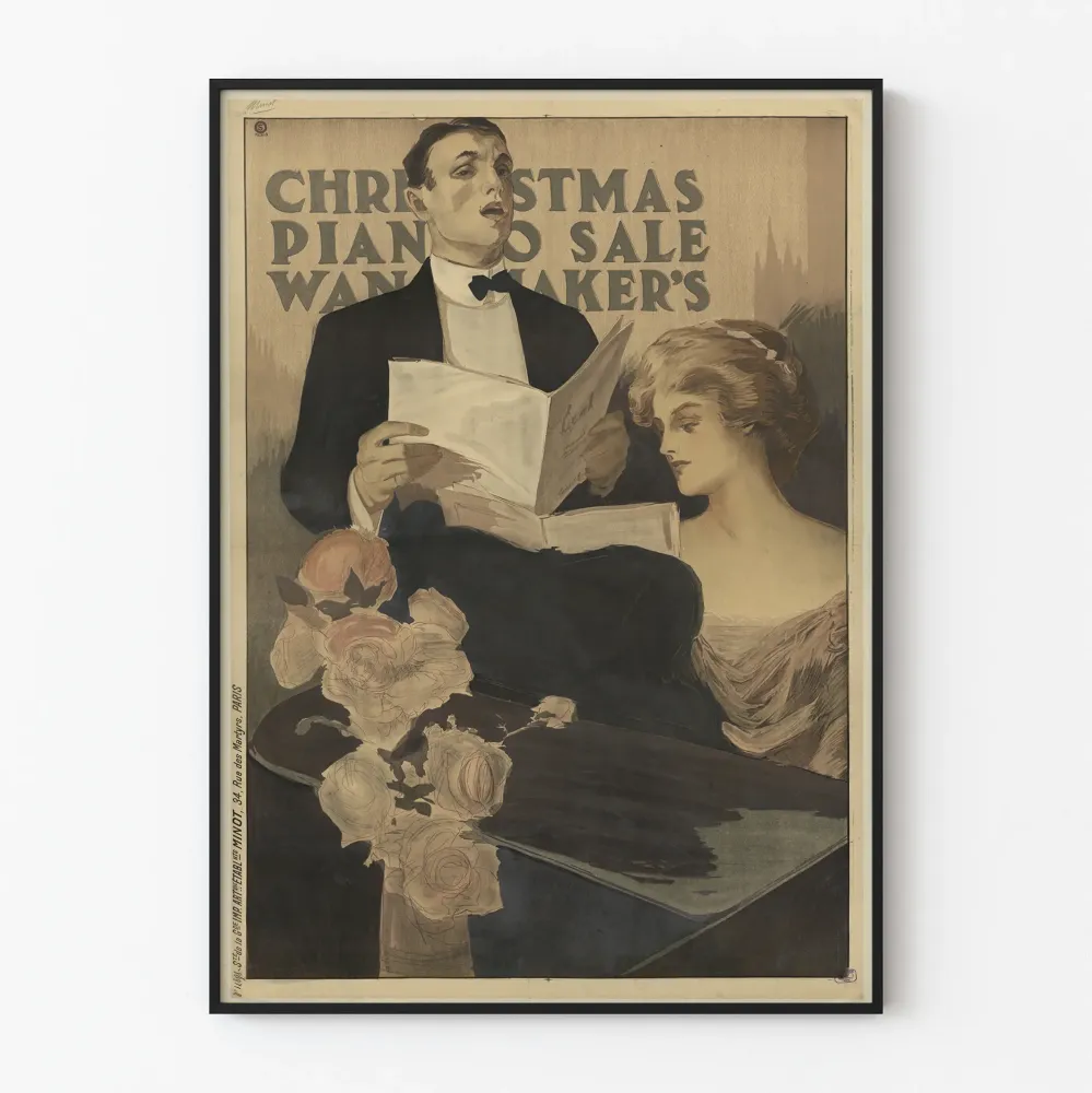 Plakat Vintage Wyprzedaż Pianin Świątecznych Wanamaker's