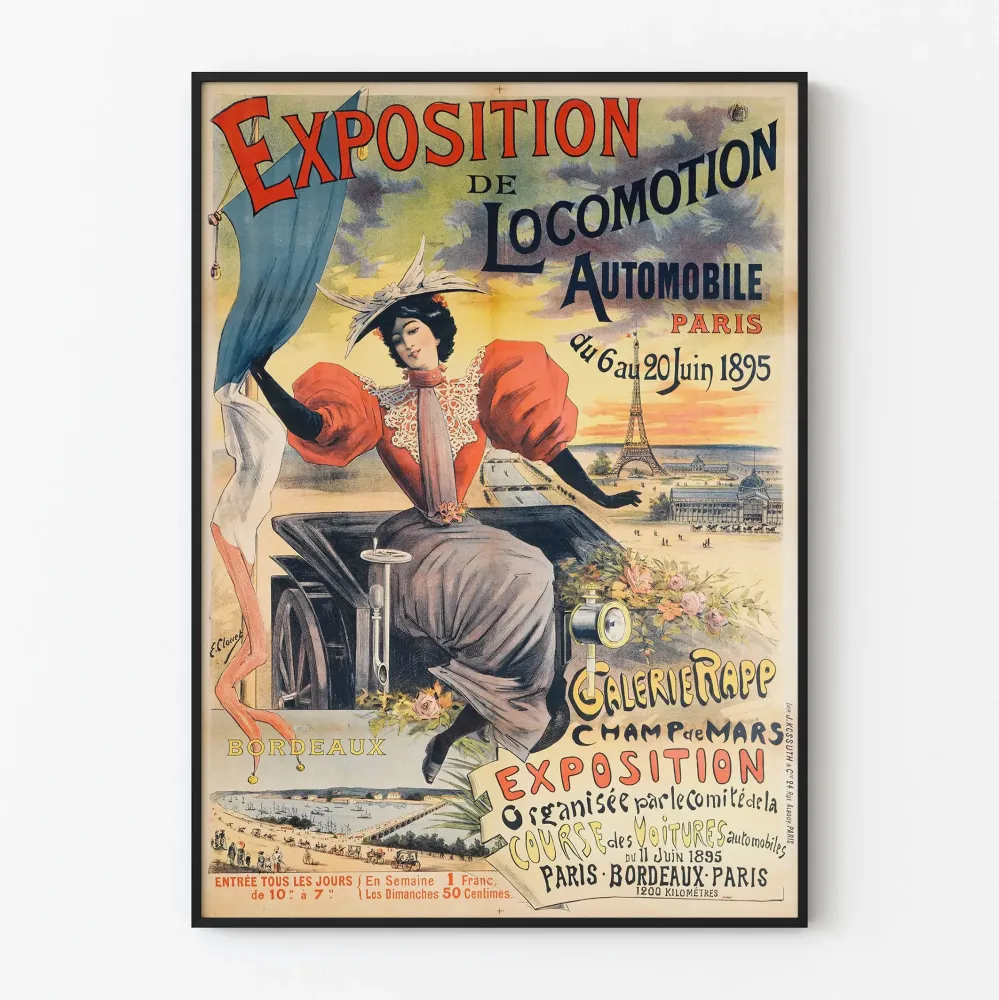 Plakat vintage Wystawa Lokomocji Samochodowej Paryż 1895