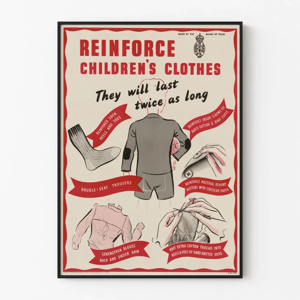 Plakat vintage wzmocnienie odzieży dziecięcej