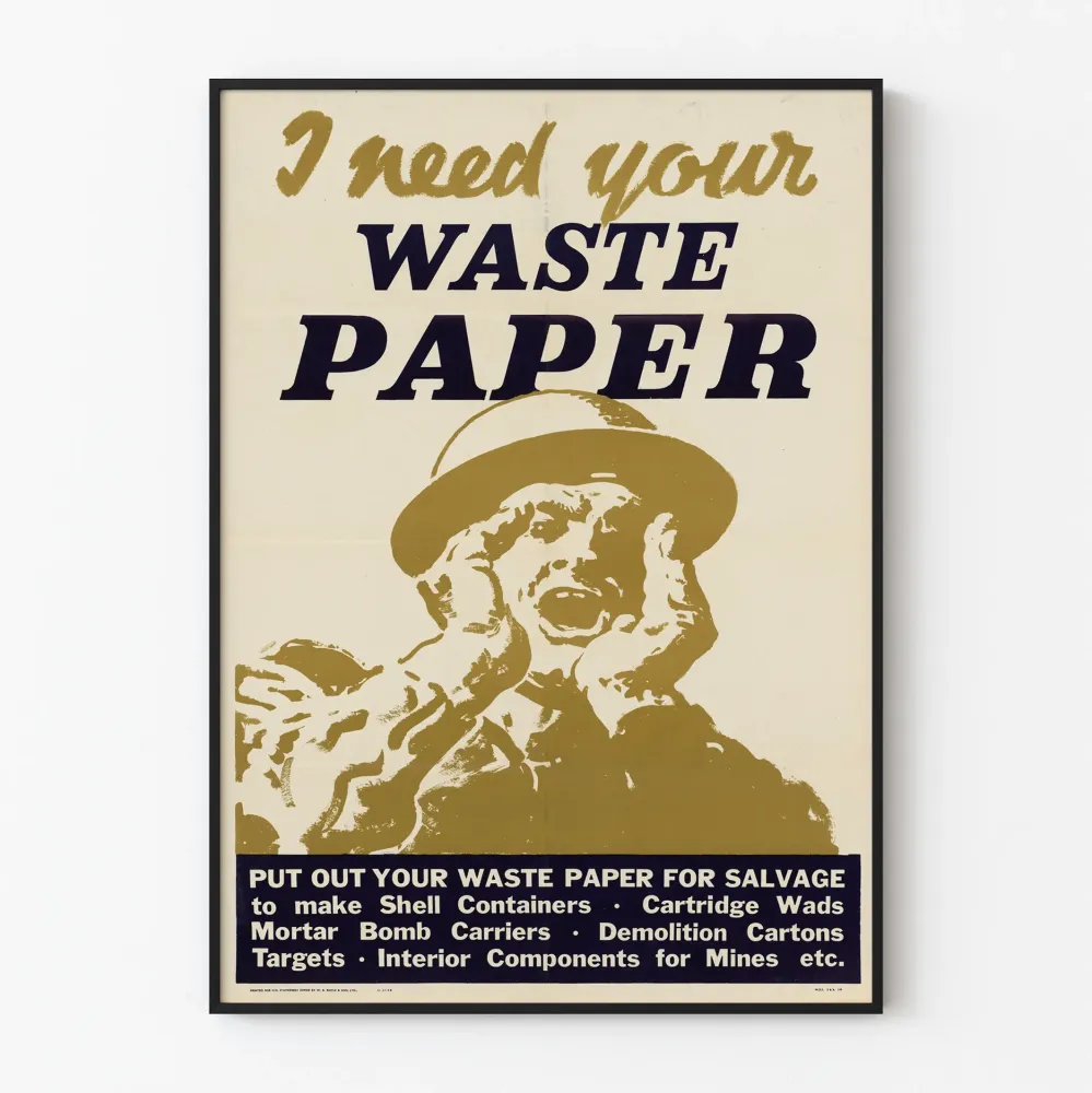 Plakat vintage zachęcający do recyklingu papieru