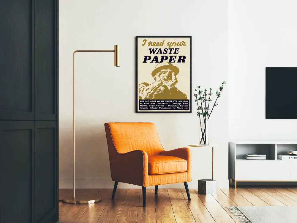 Plakat vintage zachęcający do recyklingu papieru