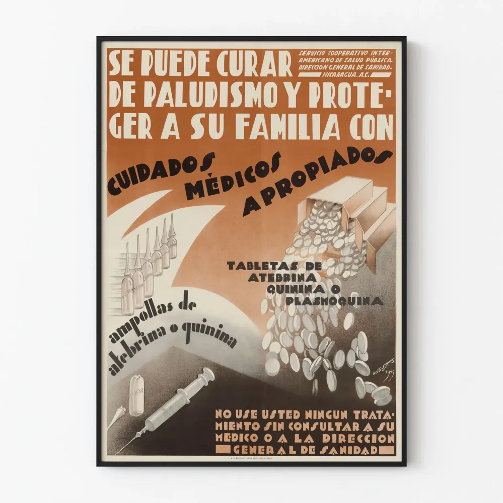 Plakat vintage z zakresu zdrowia publicznego na temat walki z malarią