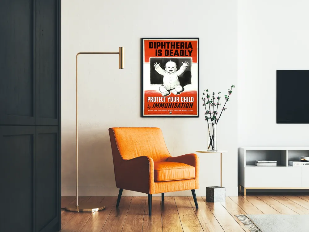 Plakat vintage zapobieganie błonicy i immunizacji dzieci