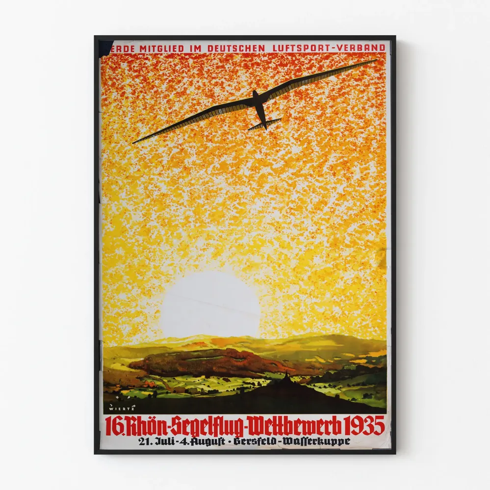 Plakat vintage z zawodów na szybowcu Rhön 1935